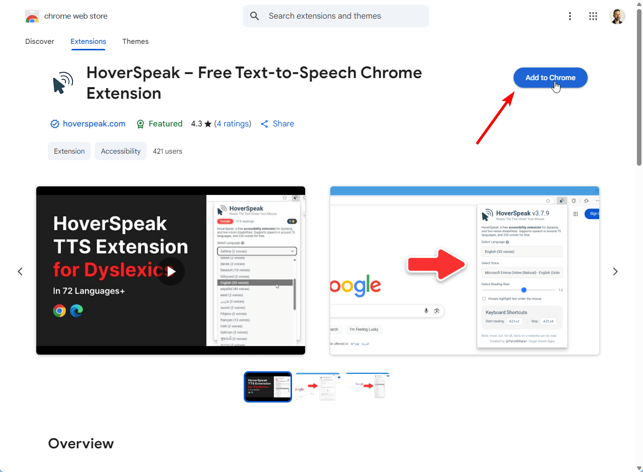 Add to Chrome button